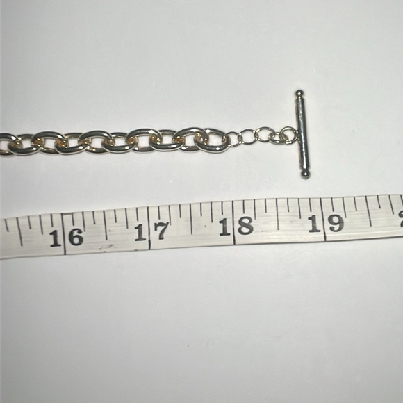 Bold Rolo Link Toggle Clasp Heart Pendant Charm Necklace Vintage Silver - Picture 8 of 9